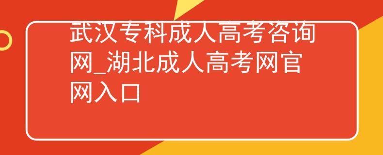 武汉专科成人高考咨询网_湖北成人高考网官网入口