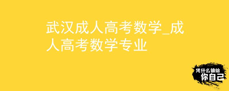 武汉成人高考数学_成人高考数学专业