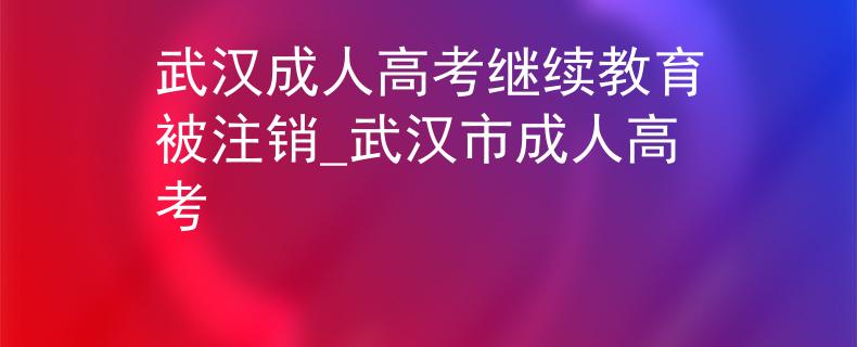 武汉成人高考继续教育被注销_武汉市成人高考 武汉成人高考继续教育被注销_武汉市成人高考