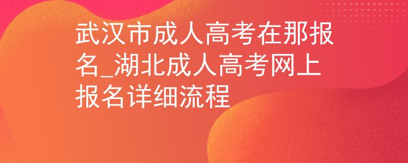 武汉市成人高考在那报名_湖北成人高考网上报名详细流程 武汉市成人高考在那报名_湖北成人高考网上报名详细流程