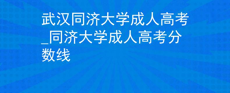 武汉同济大学成人高考_同济大学成人高考分数线