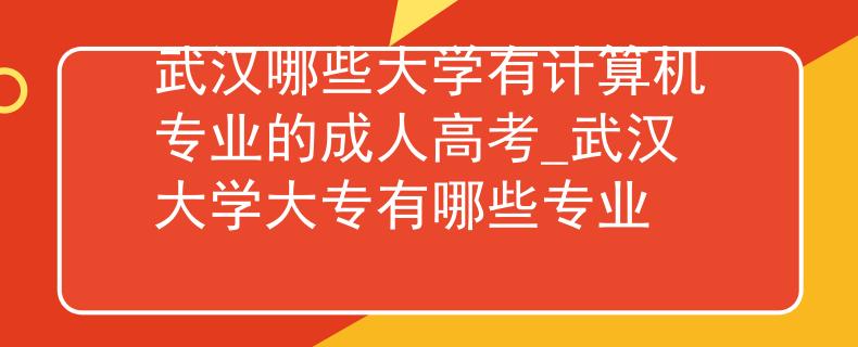 武汉哪些大学有计算机专业的成人高考_武汉大学大专有哪些专业