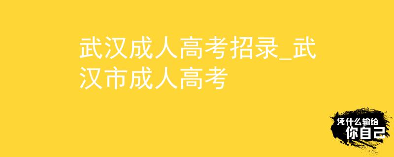 武汉成人高考招录_武汉市成人高考