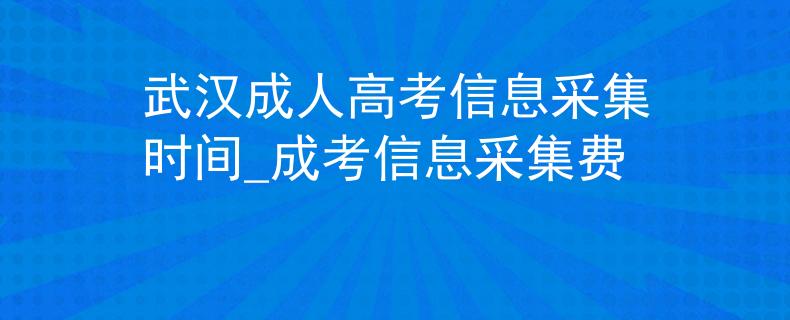 武汉成人高考信息采集时间_成考信息采集费
