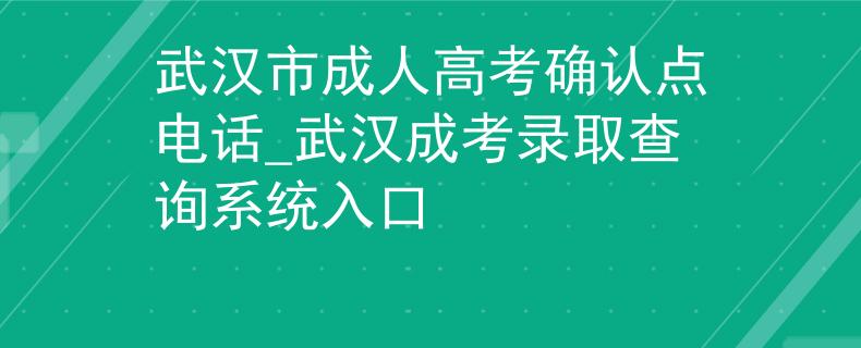 武汉市成人高考确认点电话_武汉成考录取查询系统入口