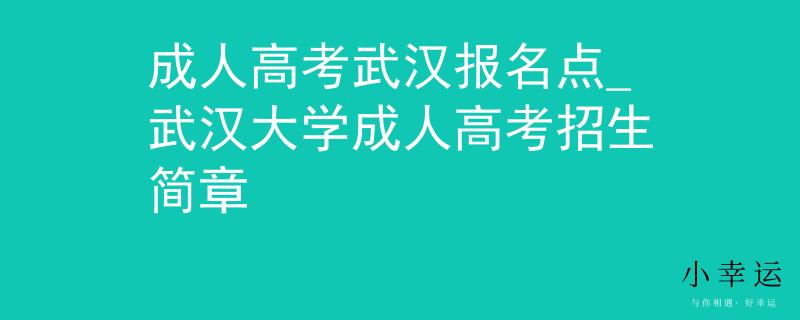成人高考武汉报名点_武汉大学成人高考招生简章