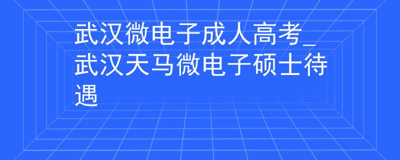 武汉微电子成人高考_武汉天马微电子硕士待遇