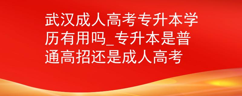 武汉成人高考专升本学历有用吗_专升本是普通高招还是成人高考
