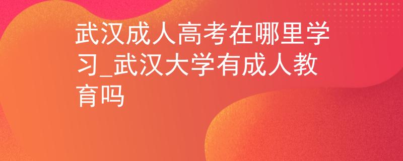 武汉成人高考在哪里学习_武汉大学有成人教育吗