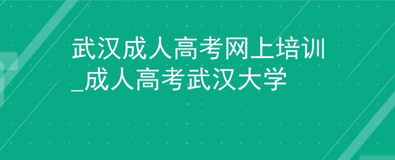武汉成人高考网上培训_成人高考武汉大学