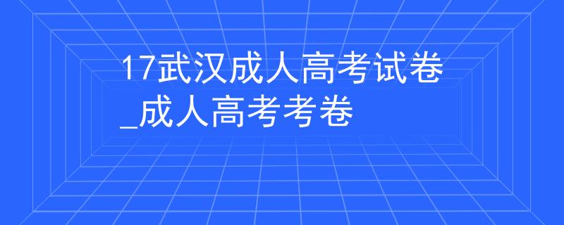 17武汉成人高考试卷_成人高考考卷