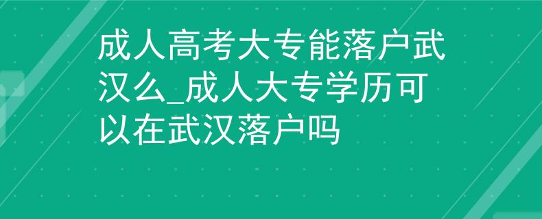 成人高考大专能落户武汉么_成人大专学历可以在武汉落户吗