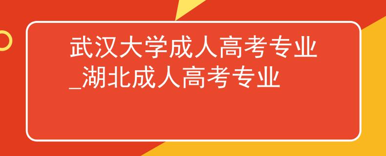 武汉大学成人高考专业_湖北成人高考专业