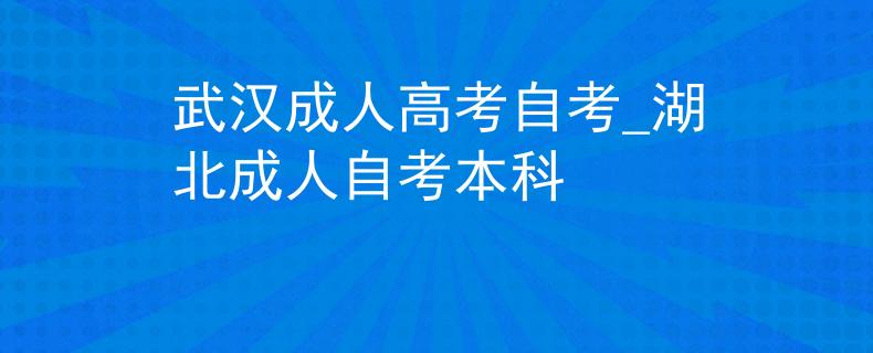 武汉成人高考自考_湖北成人自考本科