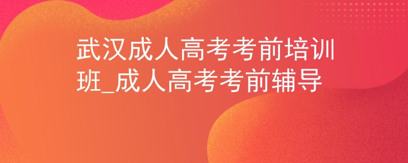 武汉成人高考考前培训班_成人高考考前辅导