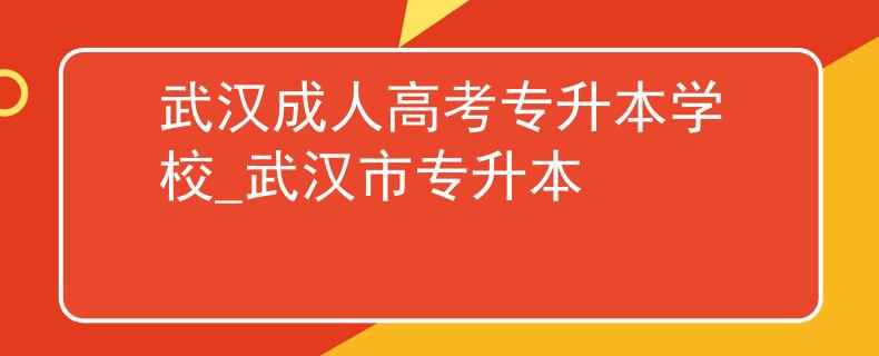 武汉成人高考专升本学校_武汉市专升本