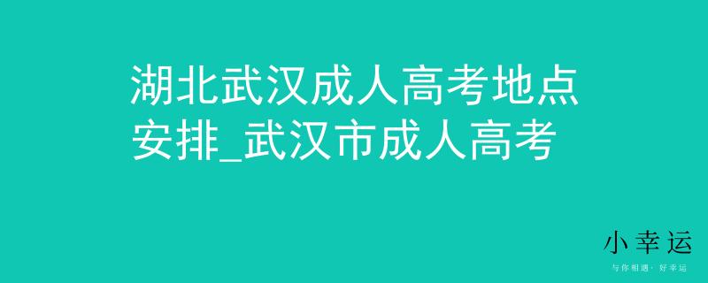 湖北武汉成人高考地点安排_武汉市成人高考