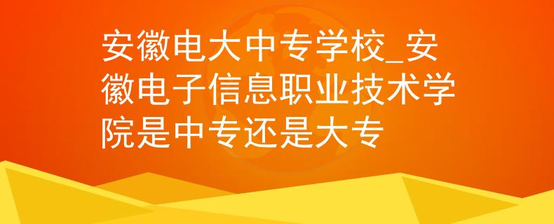 安徽电大中专学校_安徽电子信息职业技术学院是中专还是大专