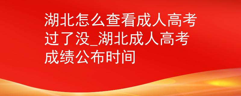 湖北怎么查看成人高考过了没_湖北成人高考成绩公布时间