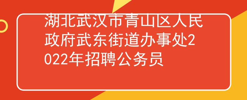 湖北武汉市青山区人民政府武东街道办事处2022年招聘公务员