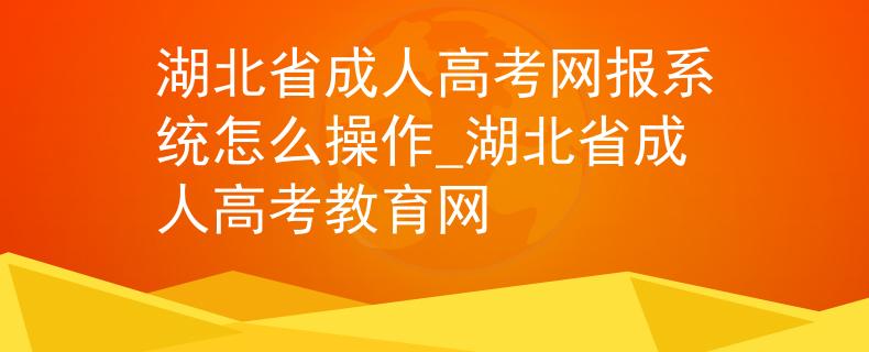 湖北省成人高考网报系统怎么操作_湖北省成人高考教育网