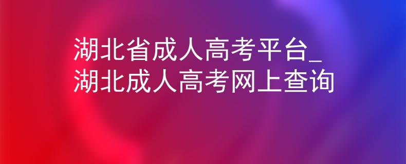 湖北省成人高考平台_湖北成人高考网上查询