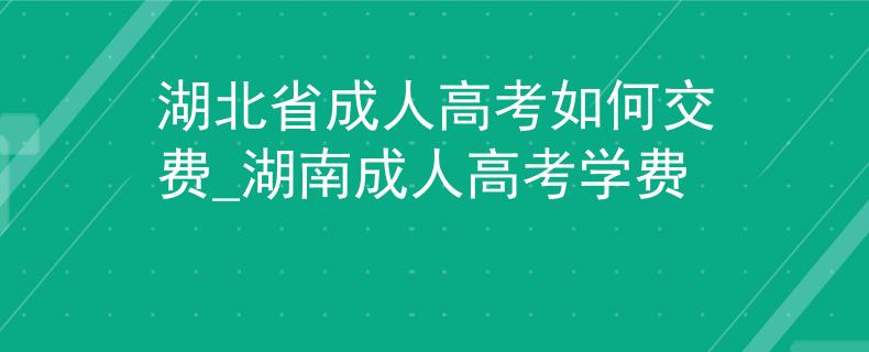 湖北省成人高考如何交费_湖南成人高考学费