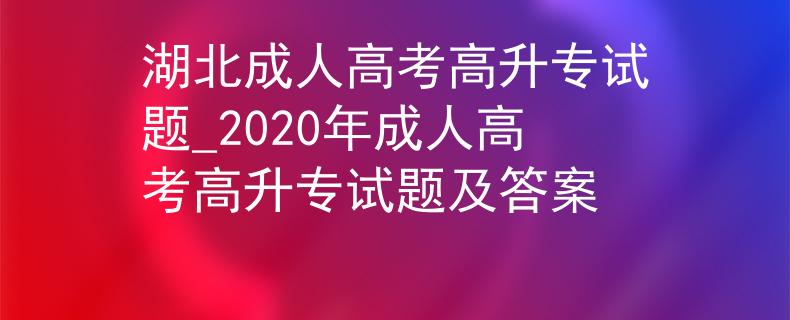 湖北成人高考高升专试题_2020年成人高考高升专试题及答案