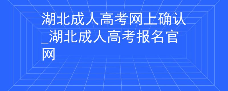 湖北成人高考网上确认_湖北成人高考报名官网