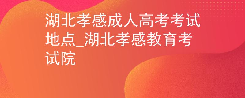 湖北孝感成人高考考试地点_湖北孝感教育考试院