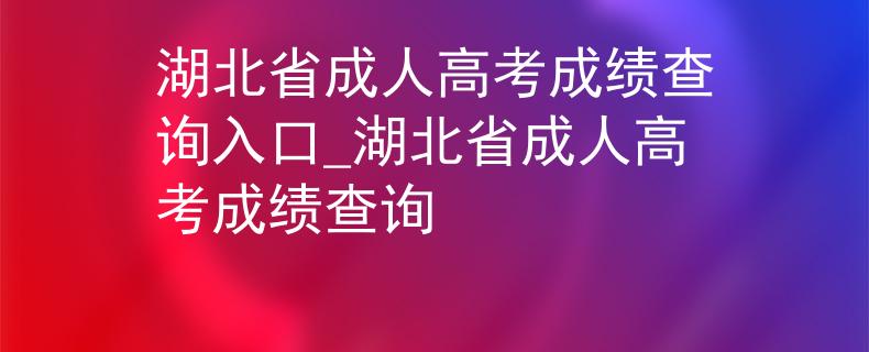 湖北省成人高考成绩查询入口_湖北省成人高考成绩查询