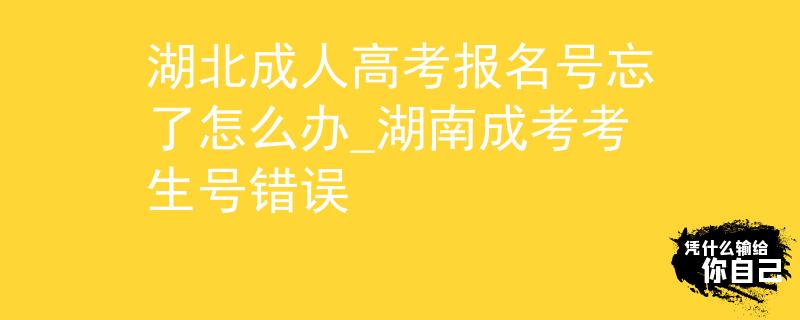 湖北成人高考报名号忘了怎么办_湖南成考考生号错误 湖北成人高考报名号忘了怎么办_湖南成考考生号错误