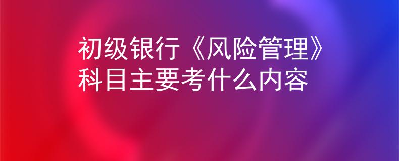 初级银行《风险管理》科目主要考什么内容