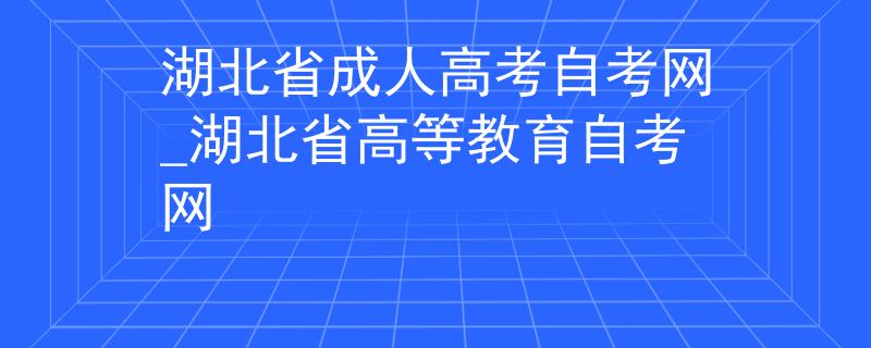 湖北省成人高考自考网_湖北省高等教育自考网