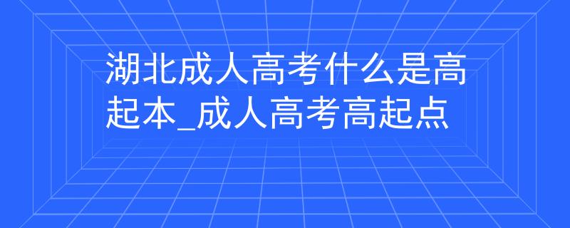 湖北成人高考什么是高起本_成人高考高起点