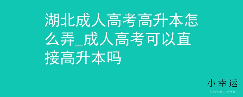 湖北成人高考高升本怎么弄_成人高考可以直接高升本吗