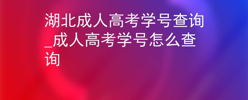 湖北成人高考学号查询_成人高考学号怎么查询