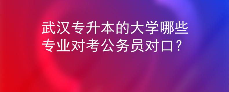 武汉专升本的大学哪些专业对考公务员对口? 武汉专升本的大学哪些专业对考公务员对口?