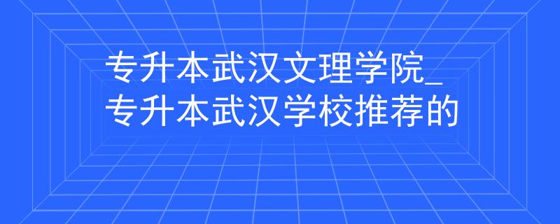 专升本武汉文理学院_专升本武汉学校推荐的