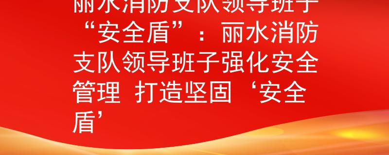 丽水消防支队领导班子“安全盾”：丽水消防支队领导班子强化安全管理 打造坚固‘安全盾’