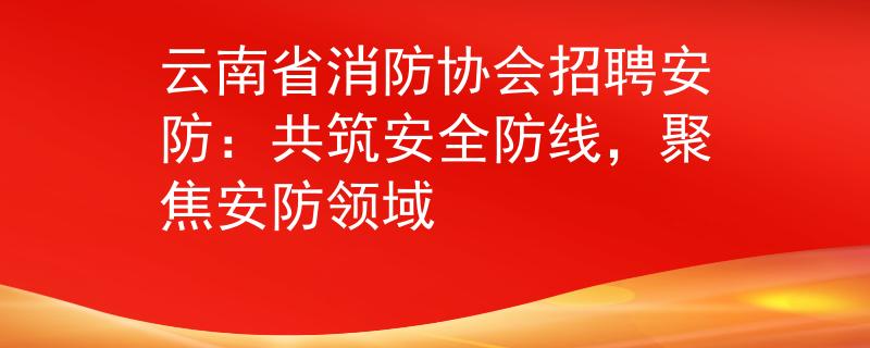 云南省消防协会招聘安防：共筑安全防线，聚焦安防领域