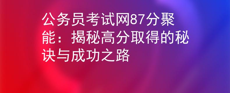 公务员考试网87分聚能：揭秘高分取得的秘诀与成功之路