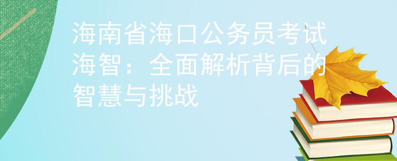 海南省海口公务员考试海智：全面解析背后的智慧与挑战