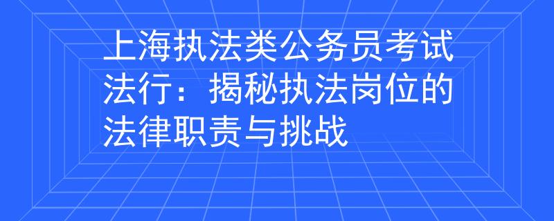 上海执法类公务员考试法行：揭秘执法岗位的法律职责与挑战