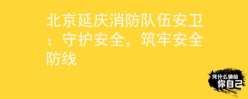 北京延庆消防队伍安卫：守护安全，筑牢安全防线