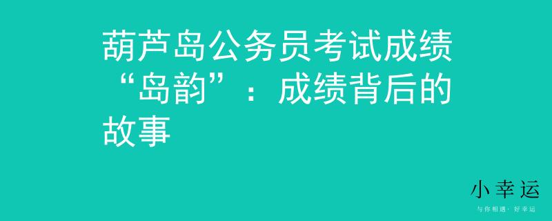 葫芦岛公务员考试成绩“岛韵”：成绩背后的故事