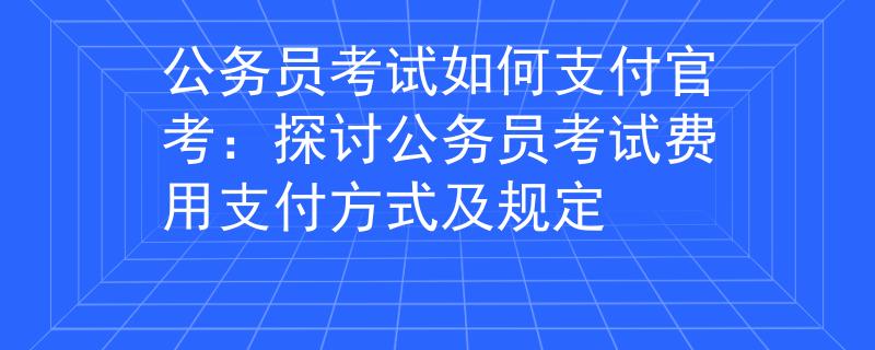 公务员考试如何支付官考：探讨公务员考试费用支付方式及规定