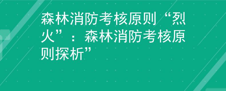 森林消防考核原则“烈火”：森林消防考核原则探析”