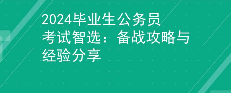 2024毕业生公务员考试智选：备战攻略与经验分享