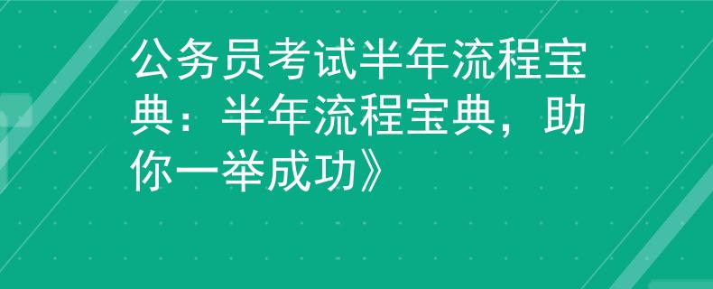 公务员考试半年流程宝典：半年流程宝典，助你一举成功》